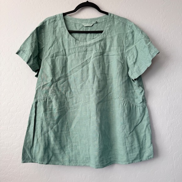 Seasalt Cornwall 100% Linen Tunic Top UK20 EU48 US 16 Green Short Sleeve Casual - Picture 1 of 5